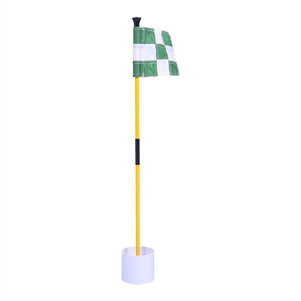 Green and white Golf green flag, colorful two-section checkered