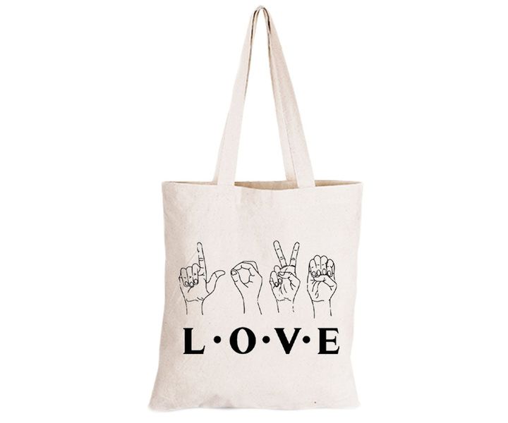 Love - Sign Language - Eco-Cotton Natural Fibre Bag