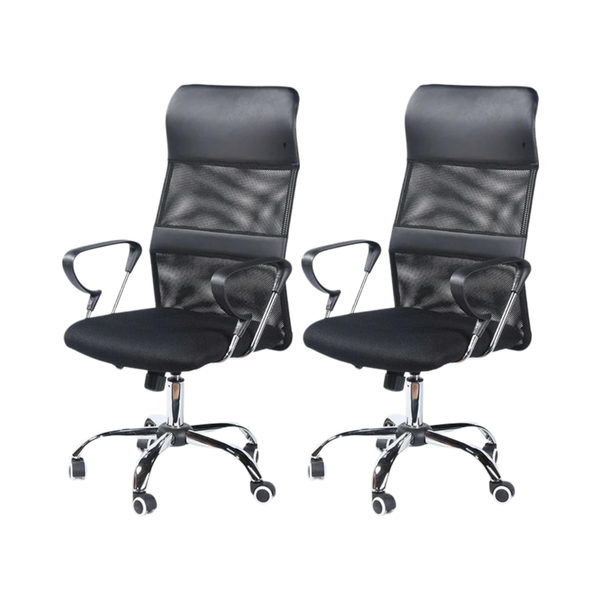 Set Of 2 Ergonomic Mesh Backrest Office Chair With Head And Armrests