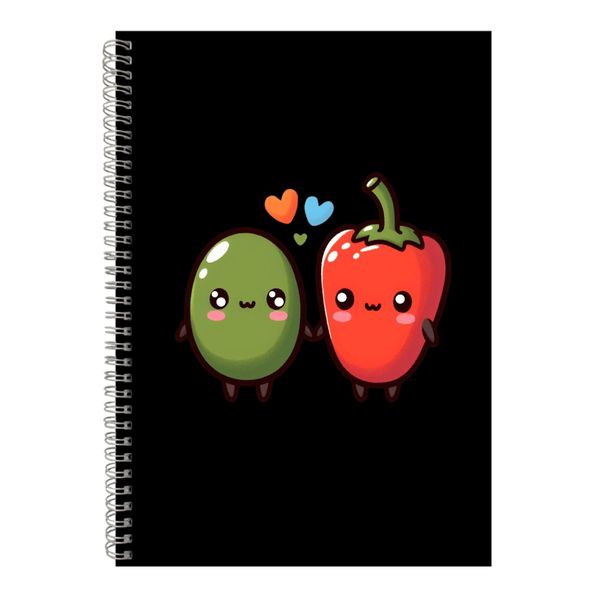 Pepper A4 Notebook Spiral Lined Matching Couples Graphic Notepad Present092