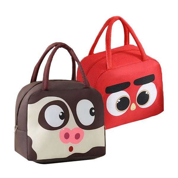 Red &amp; Brown Lunch Totes 2-Pack - Sturdy, Reusable, Keep Food Warm/Cold