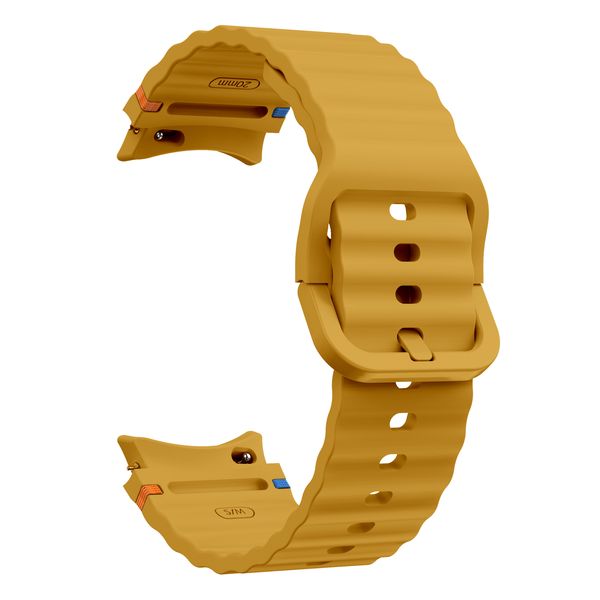 Silicone Stitching Strap compatible with Samsung Galaxy Watch 4/5/6/7/7FE-Mustard