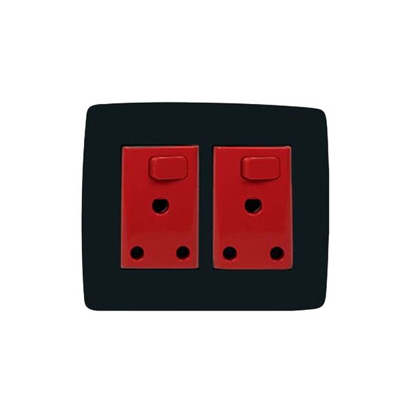 Gewiss - Complete 4×4 Double Dedicated Sw Rsa 3 Pin Plug Black
