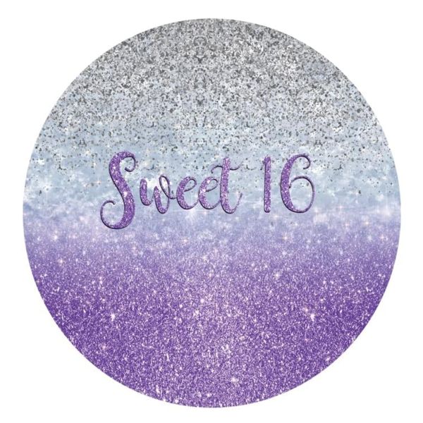 Sweet 16 Purple Round Wooden Vinyl Signage 40CM