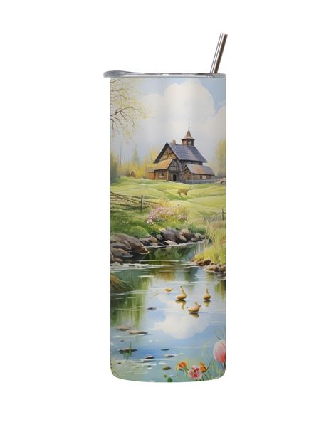 River 20 Oz Tumbler with Lid and Straw Easter Graphic Design Present 091