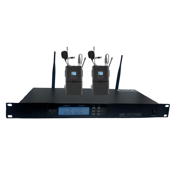 -99dBm UHF Dual Channel Wireless Microphone With Receiver