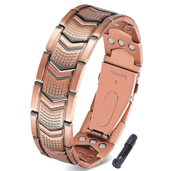 Men's Solid Copper Magnetic Bracelet with Three Rows of Powerful Magnets