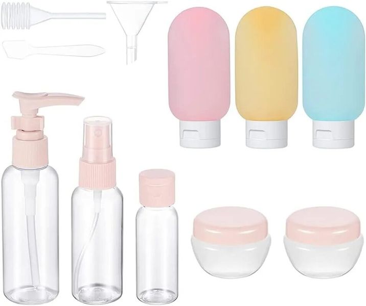 12 Piece Refillable Travel Bottle Set For Toiletries, Lotions and Soaps