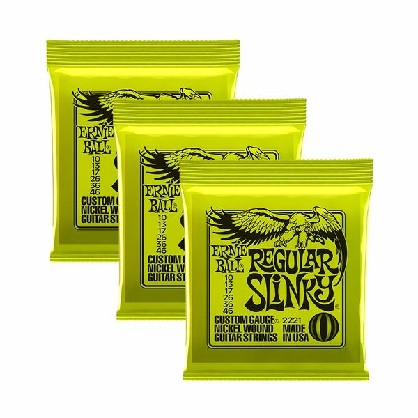 3Pc Regular Slinky Electric Guitar Strings, Compatible with Ernie Ball 2221