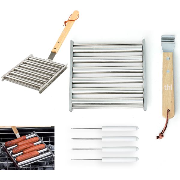 thl BBQ Hot Dog Griller, Even Cooking, Stainless Steel, Easy to Use &amp; Clean