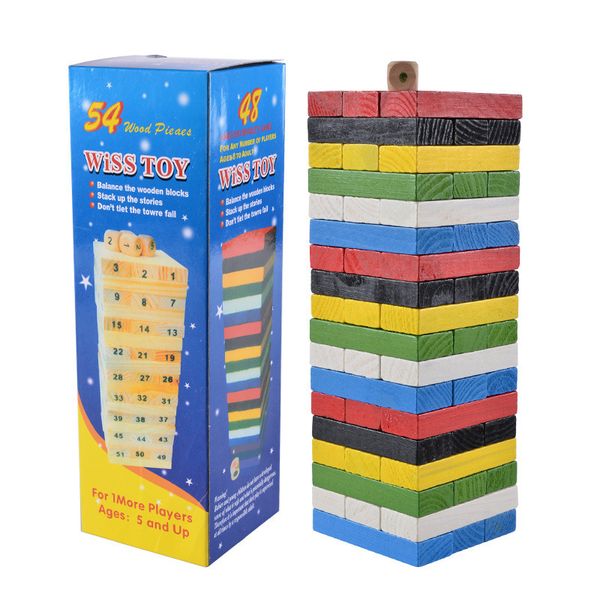 Colorful Jenga Wooden Tower Stacking Game (54Pieces)
