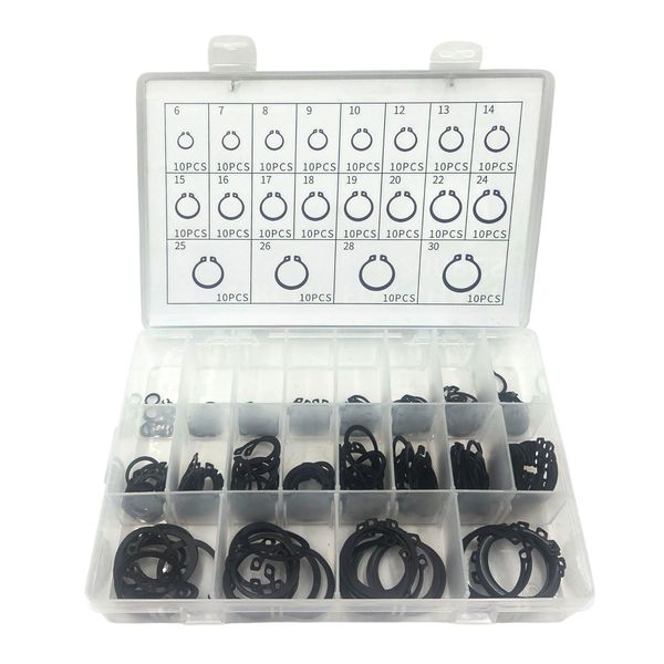 200-Piece Circlip Snap Ring Assortment Set M6-M30 with Case