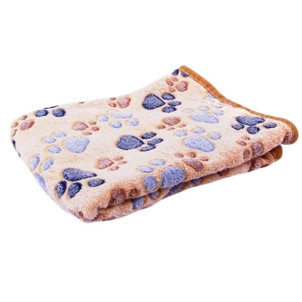 Dog or Cat Blanket - Brown Paws Print - Size Medium