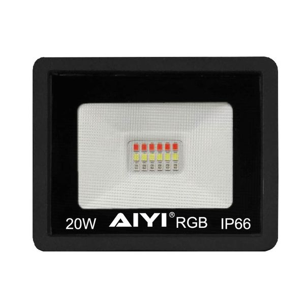 AiYi - RGB LED Flood Light with Remote, Colour Changing Light - 20W
