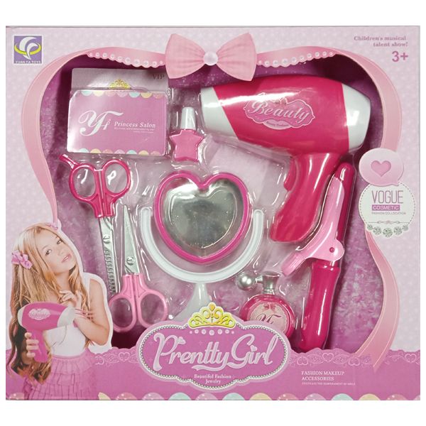 Girls Hairdryer, Mirror, Curling Iron Beauty Toy Playset