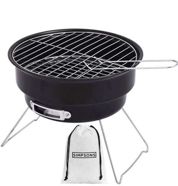 Simpsons Mini Portable Round Camping Barbecue Grill Stove and Simpsons Bag