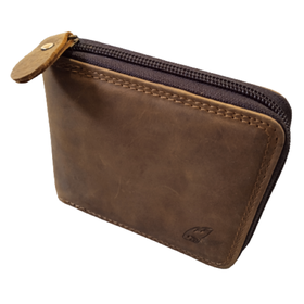 Men's Premium Quality Genuine Leather Zip Around Bifold Wallet - Tan ...