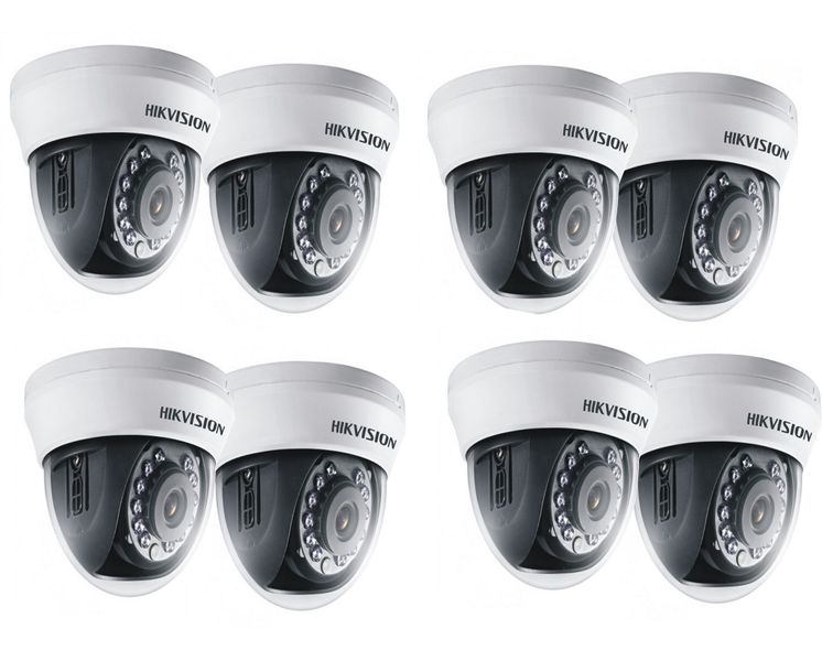 8 HIKVISION 2Mp Dome Camera Set For 8 Channel Analogue System