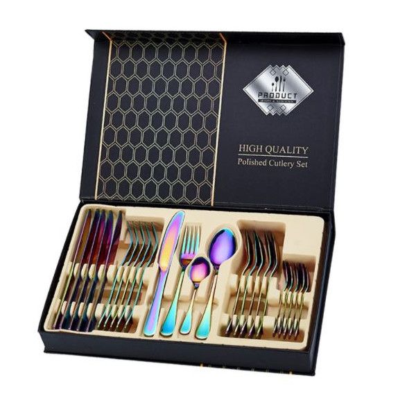 Olive Tree Titanium Plated 24Piece Stainless Steel Cutlery Set Buy