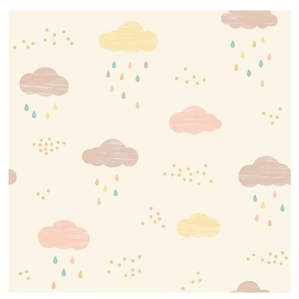 Kids Themed Wallpaper - Beige Clouds