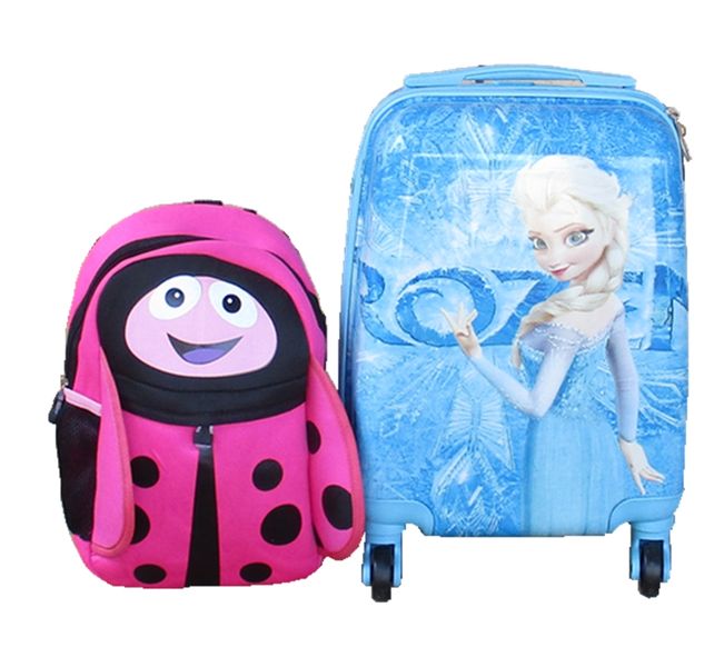 Frozen Luggage &amp; Pink Ladybug Backpack Kids 2-Piece -Spinner Suitcase