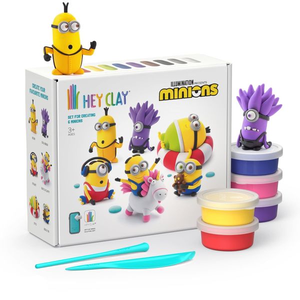 Hey Clay: Modelling Air-Dry Clay with Fun Interactive App - Minions - 5 Cans