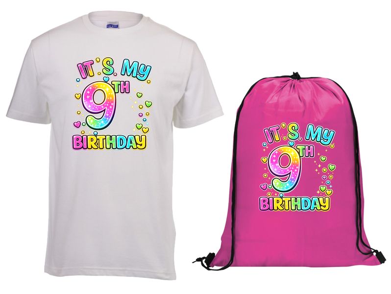Birthday - It's my 9th Birthday kids t-shirt and drawstring bag combo