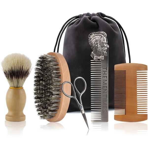 5-in-1 Beard Grooming Kit Beard brush Beard Comb Mustache Scissors