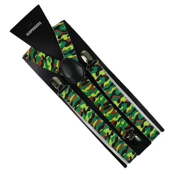 DeBlequy - Camouflage Military Suspenders Braces - Bright Green