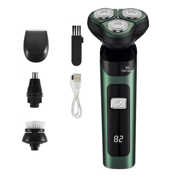 Electric Lcd Digital Display Three-Head Floating Razor Type-C Silver