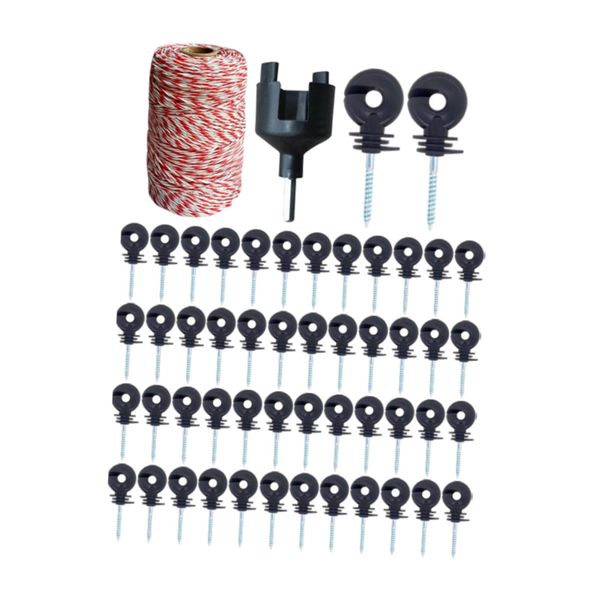 Electric Fence Insulators Screw in Farms Animal 200M Electric Poly Wire
