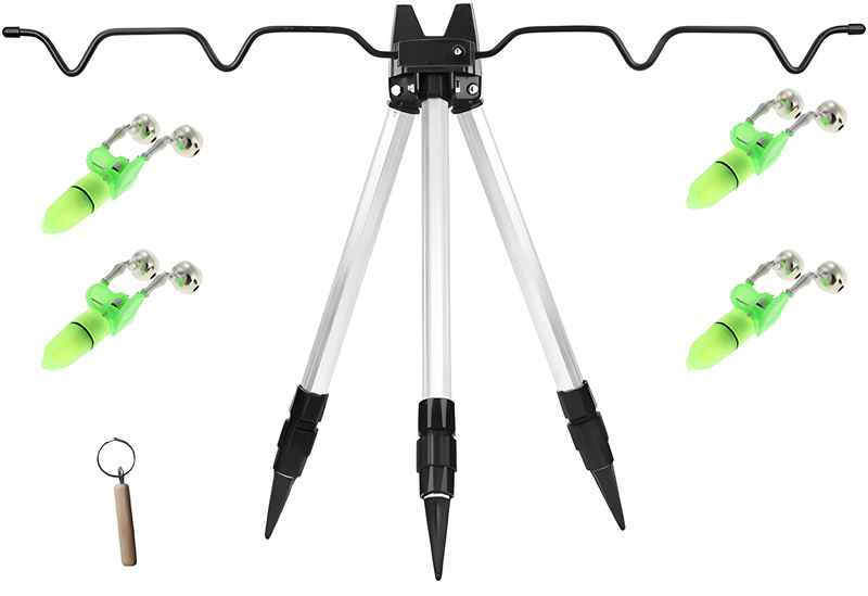 Fishing Stand Rod Holder Adjustable Tripod With 4 LED Bite Alarms