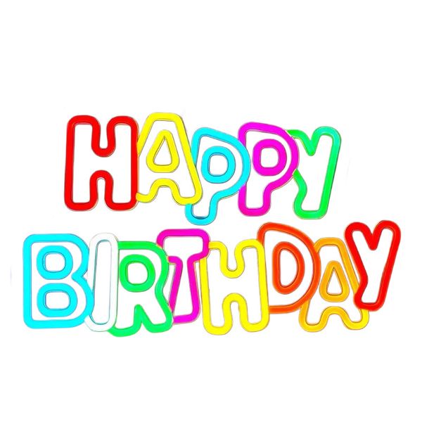 Happy Birthday LED Neon sign wall decoration light colourful USB powered