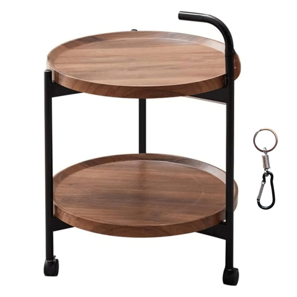 Round Wooden Multi-Purpose 2 Tier Trolley