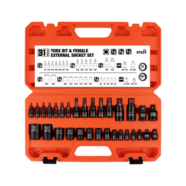 HORUSDY 31-Piece Torx Bit &amp; E Torx Socket Set with Case