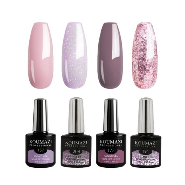 KOUMAZI Purple Glow Collection - 4 Gel Polish Colors