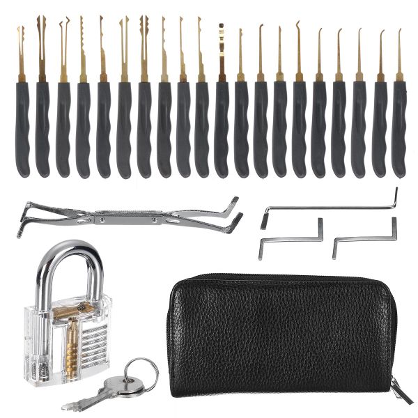 Mihuis D49734 Advanced 25pc Lock Pick Toolkit with Practice Padlock