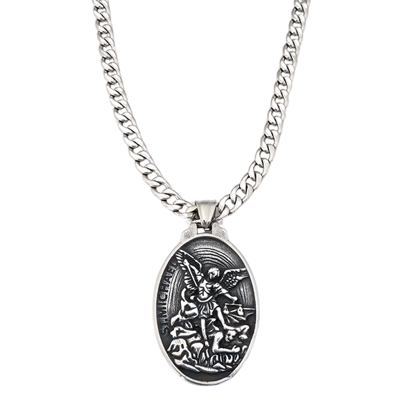 High Grade Stainless Steel Set Chain and Pendant St Michael