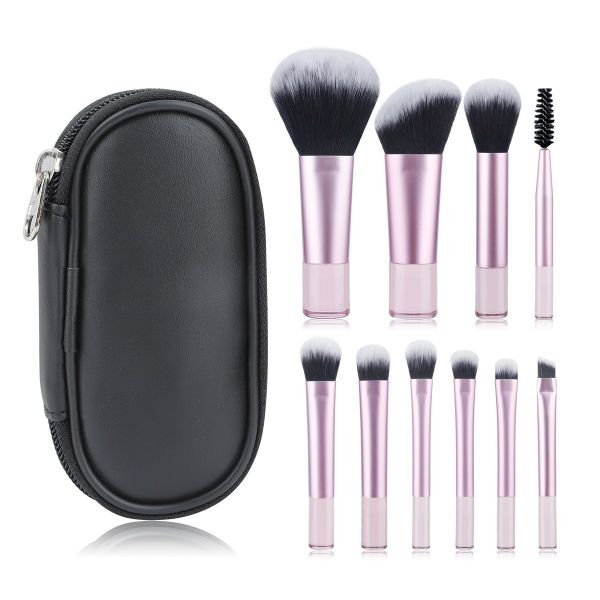10 Piece Makeup Brush Set Professional Cosmetic Set - Pink