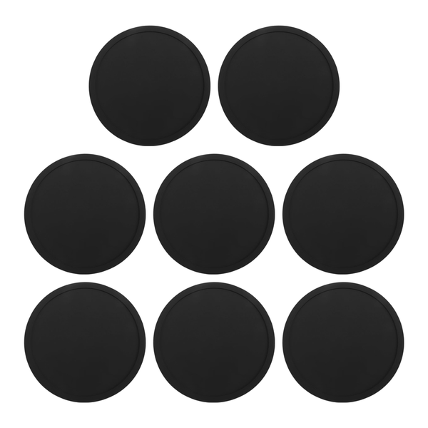Silicone Black Drink Coasters Set Of 8 Non-Slip Round Soft Black