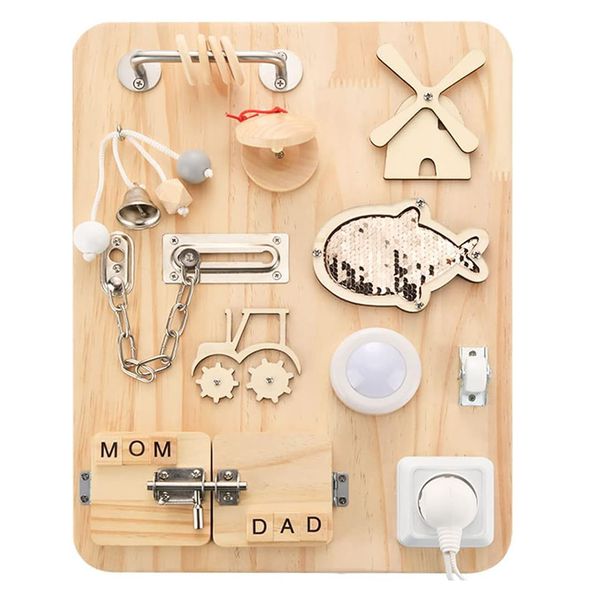 Wooden Montessori Busy Board for Toddlers 1-3 - Sensory Activity Board