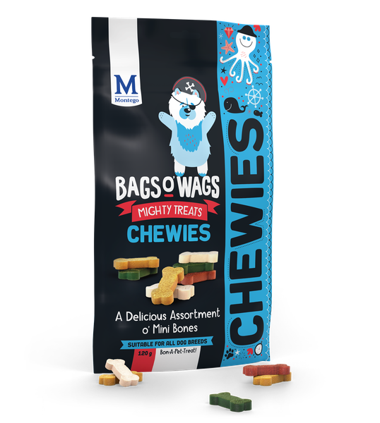 Montego Bags O' Wags - Chewies Mini Bones Dog Treats 120 g (Pack of 10)