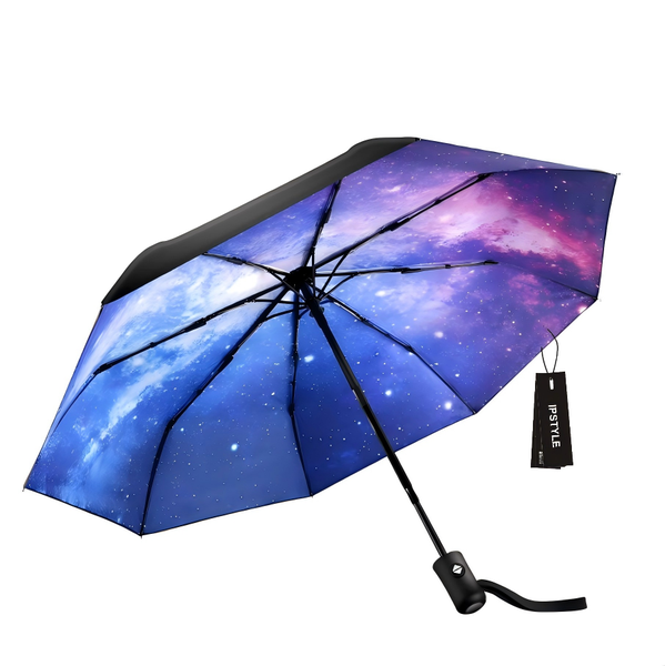 Automatic 8 Ribs Windproof Umbrella Starry Sky Retro Folding Travel Female
