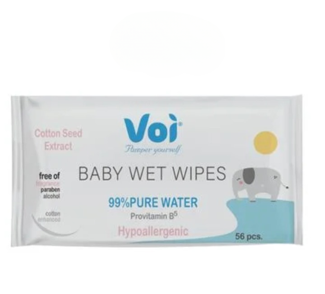 Travel-Ready 56pc Wet Wipes - 99% Water, Unscented 16×19 cm
