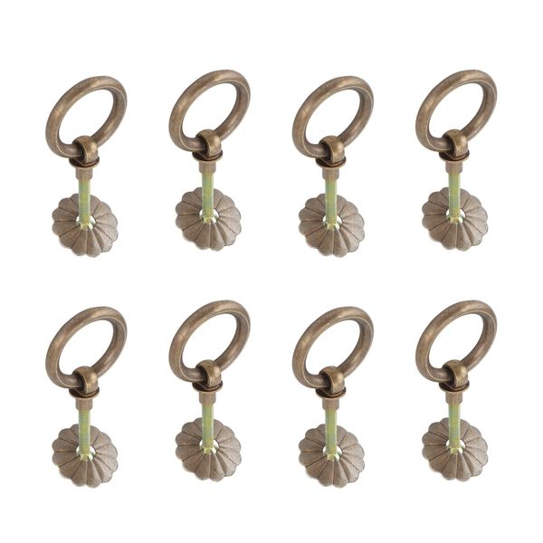 8 Pieces Bronze Antique Brass Ring Handles For Cabinet Drawers