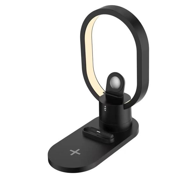 4 in 1 Bedside Wireless charger With Night Lamp. Black AY- 41