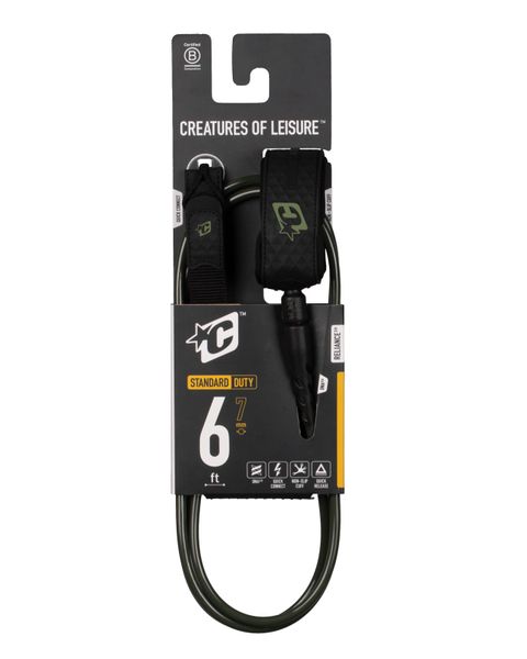 Creatures Reliance 2.0 Standard Duty 6ft - Surfboard Leash Military Black
