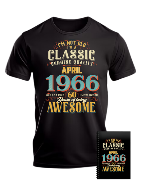 60 Years Old Born in April 1966 Birthday Gift T-shirt