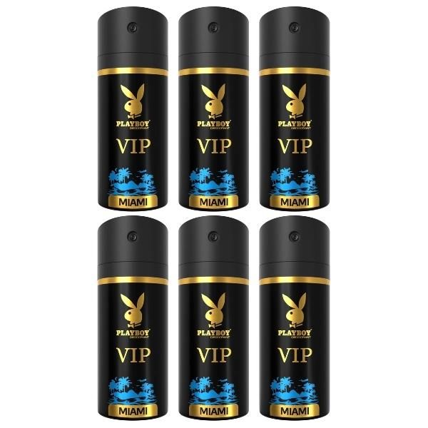 PlayBoy - Men Deodorant 150ml - VIP Miami - Pack of 6
