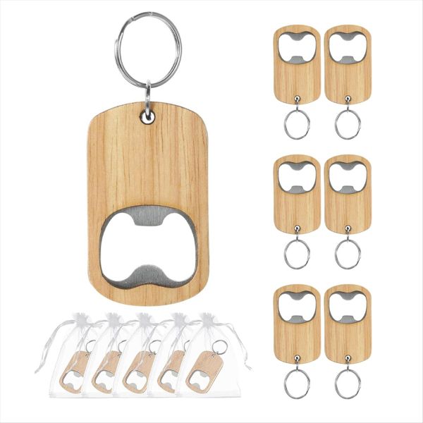 20 Pcs Personalised Wooden Keychain Bottle Opener Bulk Bottle Opener